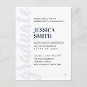 Graduierungsparty Einladung Modernes einfaches Pos Postkarte (Vorderseite)