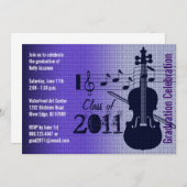 Graduierungsparty Einladung Musik Geige (Vorne/Hinten)