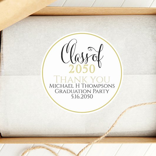 Graduierungsparty Elegante Gold Moderne Skripte Runder Aufkleber