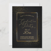 Graduierungsparty Eleganter Schwarz-Gold-Glitzer Einladung (Vorderseite)