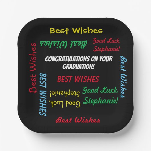 Graduierungsparty farbenfrohe FUN Square oder Roun Pappteller (Vorderseite)