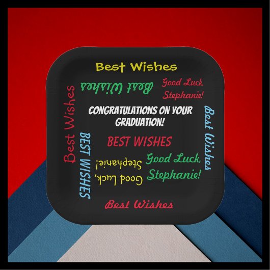 Graduierungsparty farbenfrohe FUN Square oder Roun Pappteller