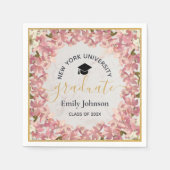 Graduierungsparty Floral Girly Pink Orchids Gold Serviette (Vorderseite)