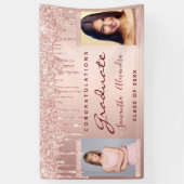 Graduierungsparty Foto Rose Gold Glitzer Duo Banner (Vertikal)