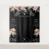 Graduierungsparty Foto Stand Aquarellblume Wandteppich (Vorderseite)