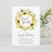 Graduierungsparty für Aquarellblumen Einladung (Stehend Vorderseite)