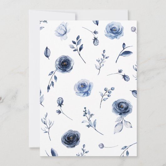 Graduierungsparty für Blaublumen Einladung (Rückseite)