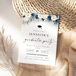 Graduierungsparty für Blaue und Weiße Rosen Einladung