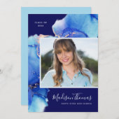 Graduierungsparty für blaues Foto Einladung (Vorne/Hinten)