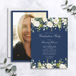 Graduierungsparty für blaues Foto Einladung