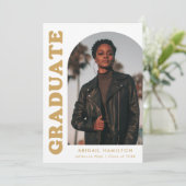 Graduierungsparty für das Arch-Gold-Foto Einladung (Stehend Vorderseite)