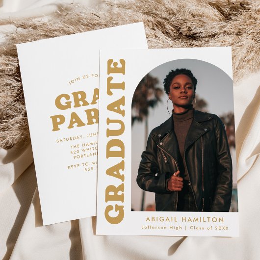 Graduierungsparty für das Arch-Gold-Foto Einladung