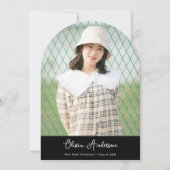 Graduierungsparty für das Foto von Bow mit weißer Einladung (Rückseite)