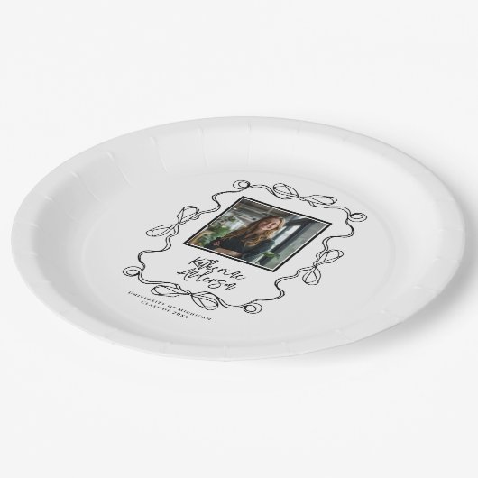 Graduierungsparty für das Foto "Wavy Border Black Pappteller (Schrägansicht)