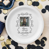 Graduierungsparty für das Foto "Wavy Border Black Pappteller