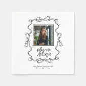 Graduierungsparty für das Foto "Wavy Border Black Serviette (Vorderseite)