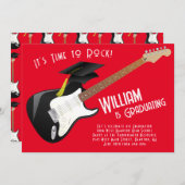 Graduierungsparty für Electric Gitarre Rock Einladung (Vorne/Hinten)