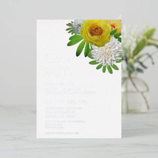 Graduierungsparty für Gelb und Weiß Folieneinladung (Stehend vorne)