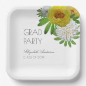Graduierungsparty für Gelb und Weiß Pappteller (Vorderseite)