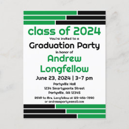 Graduierungsparty für Grüne und Schwarze Bars Einladungspostkarte
