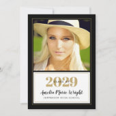 Graduierungsparty für klassisches Schwarz-Gold-Fot Einladung (Vorderseite)