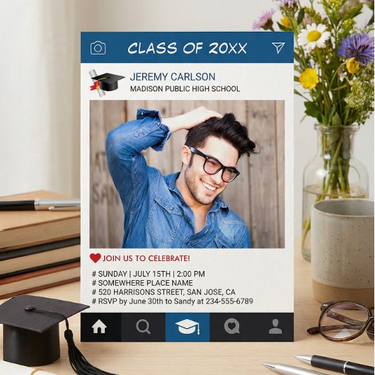 Graduierungsparty für kreatives Foto Einladung