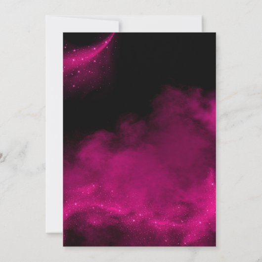 Graduierungsparty für Schwarz-Rosa-Glitzer Einladung (Rückseite)