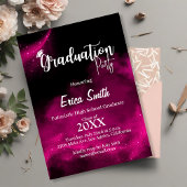 Graduierungsparty für Schwarz-Rosa-Glitzer Einladung