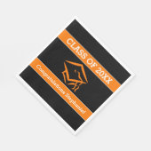 Graduierungsparty für Schwarz und Orange Mortarboa Serviette (Ecke)