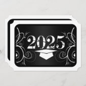 Graduierungsparty für Schwarz und Weiß Einladung (Vorne/Hinten)