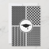Graduierungsparty für Schwarz-Weiß-Retro-Muster Einladung (Rückseite)
