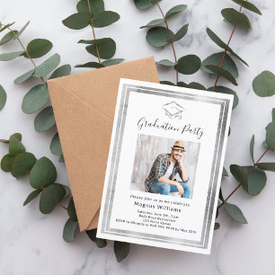 Graduierungsparty für Weißes Foto Einladung
