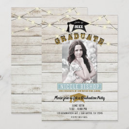 Graduierungsparty für Weißholz Lights Einladung