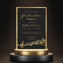 Graduierungsparty Glam schwarze Musik Gold Einladung