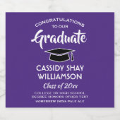 Graduierungsparty Glückwunschs Moderne Lila und we Bierflaschenetikett (Einzelnes Label)