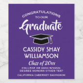 Graduierungsparty Glückwunschs Moderne Lila und we Weinetikett (Einzelnes Label)