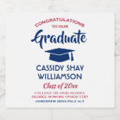 Graduierungsparty Glückwunschs Modernes Rotes Weiß Bierflaschenetikett (Einzelnes Label)