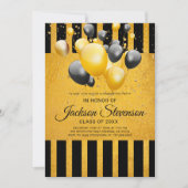 Graduierungsparty Gold auf schwarz Einladung (Vorderseite)