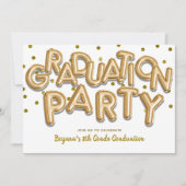 Graduierungsparty Gold Balloons Celebration Einladung (Vorderseite)