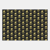 Graduierungsparty Gold Caps auf Black Gift Wrap Geschenkpapier Set (Vorderseite 3)