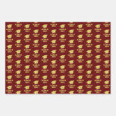 Graduierungsparty Gold Caps auf Maroon Gift Wrap Geschenkpapier Set (Vorderseite 3)