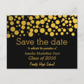 Graduierungsparty Gold Foil Confetti Save the Date Ankündigungspostkarte (Vorderseite)