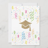 Graduierungsparty Gold Glitzer Save the Date Einladung (Rückseite)