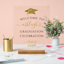 Graduierungsparty Gold Glitzer Willkommen