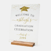 Graduierungsparty Gold Glitzer Willkommen Acrylschild (Winkel)