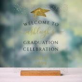 Graduierungsparty Gold Glitzer Willkommen Acrylschild (Neutral)