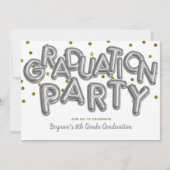 Graduierungsparty Gold Silver Balloons Feier Einladung (Vorderseite)