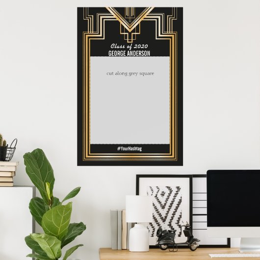 Graduierungsparty Gold- und Black Foto Booth Frame Poster (Heimbüro)