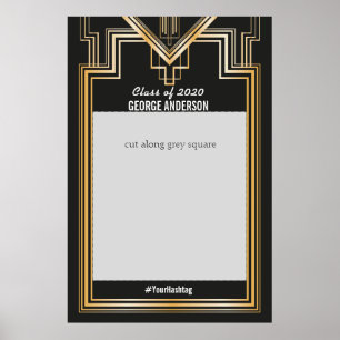Graduierungsparty Gold- und Black Foto Booth Frame Poster