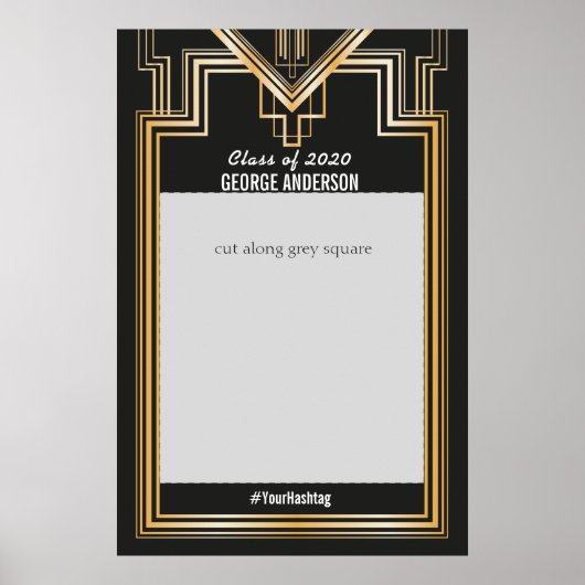 Graduierungsparty Gold- und Black Foto Booth Frame Poster (Vorne)